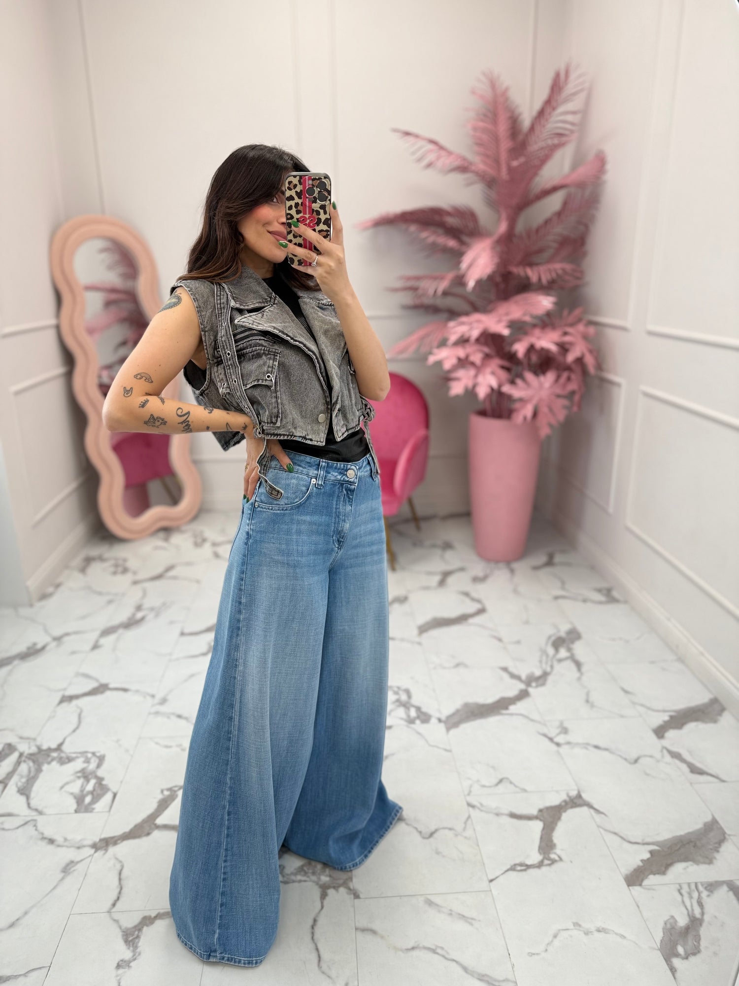 Gilet crop in denim MONIQUE