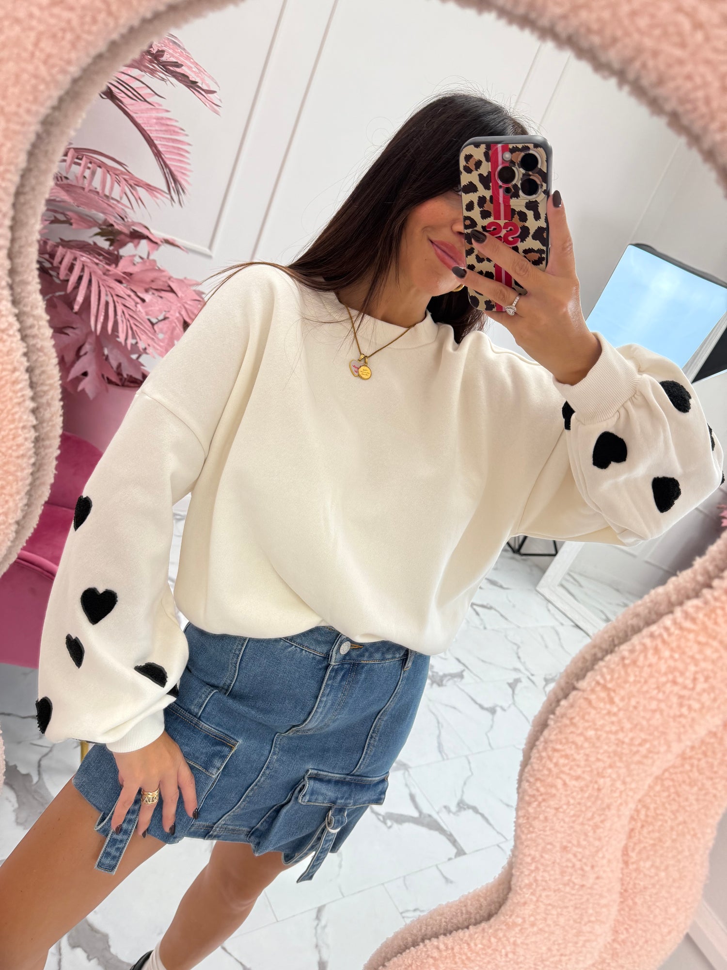 Felpa girocollo cuori “Macy” ONLY