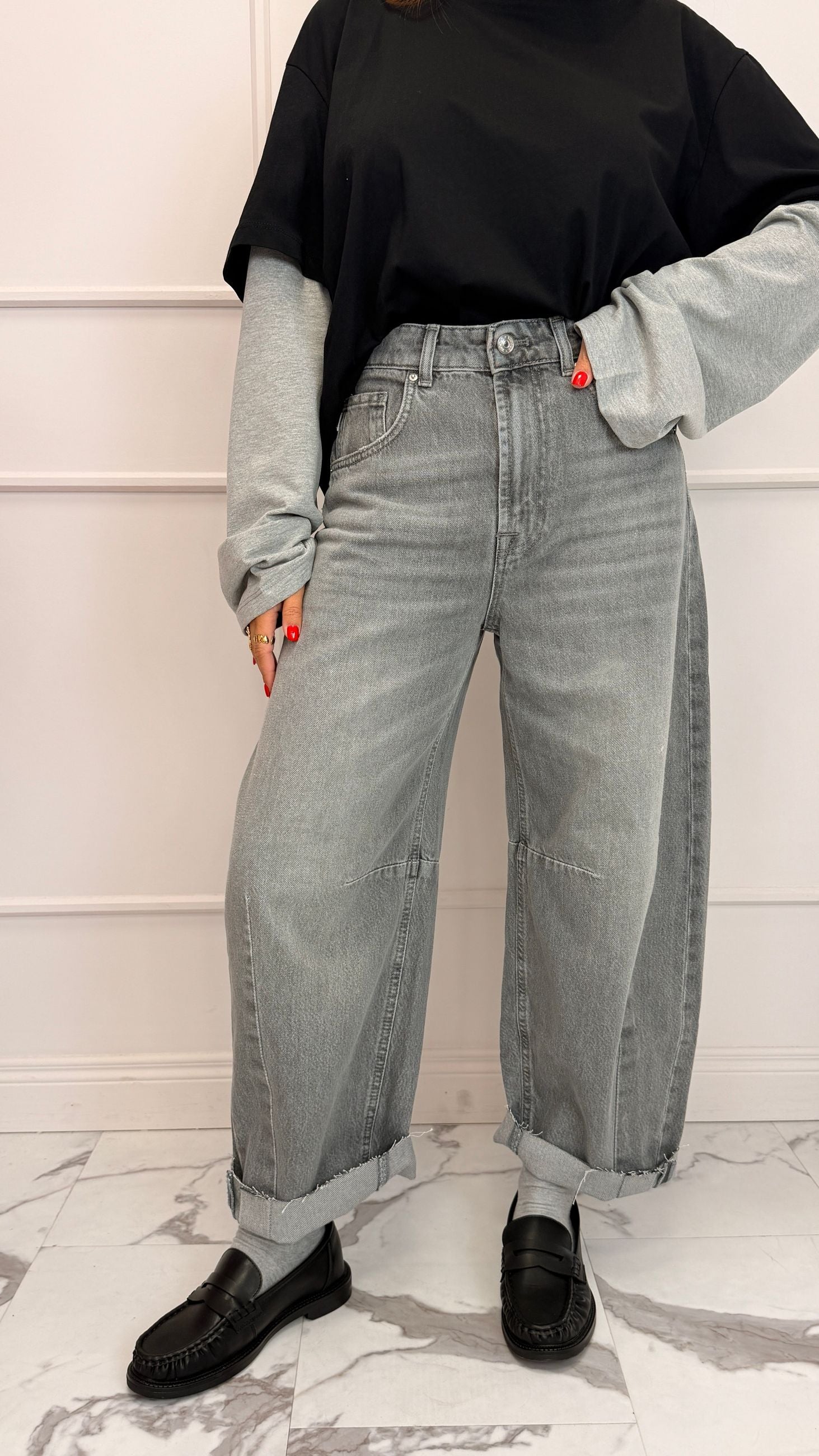 Jeans balloon grigio Delia VICOLO