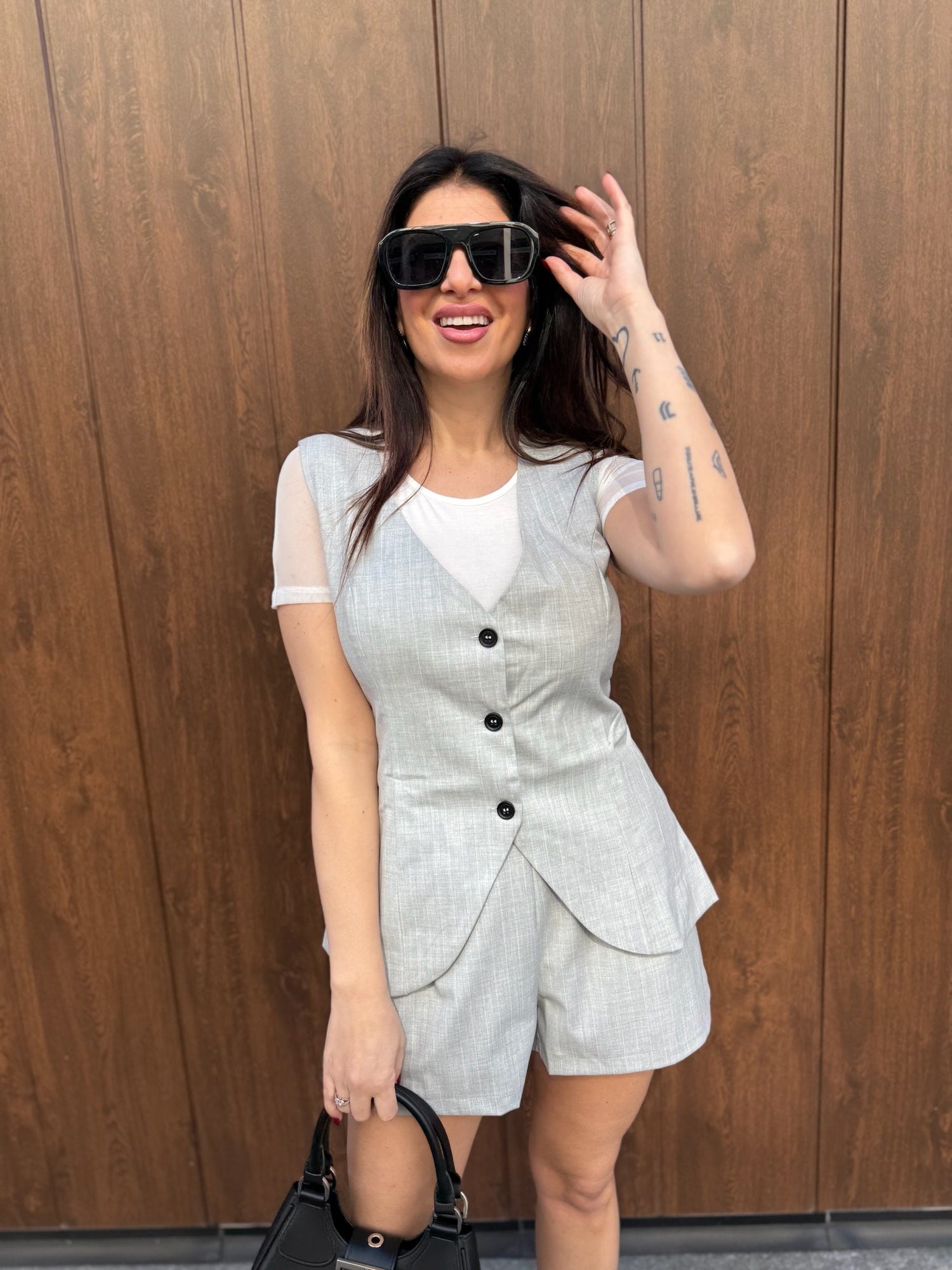 Gilet “Grey Check” GLAMOROUS