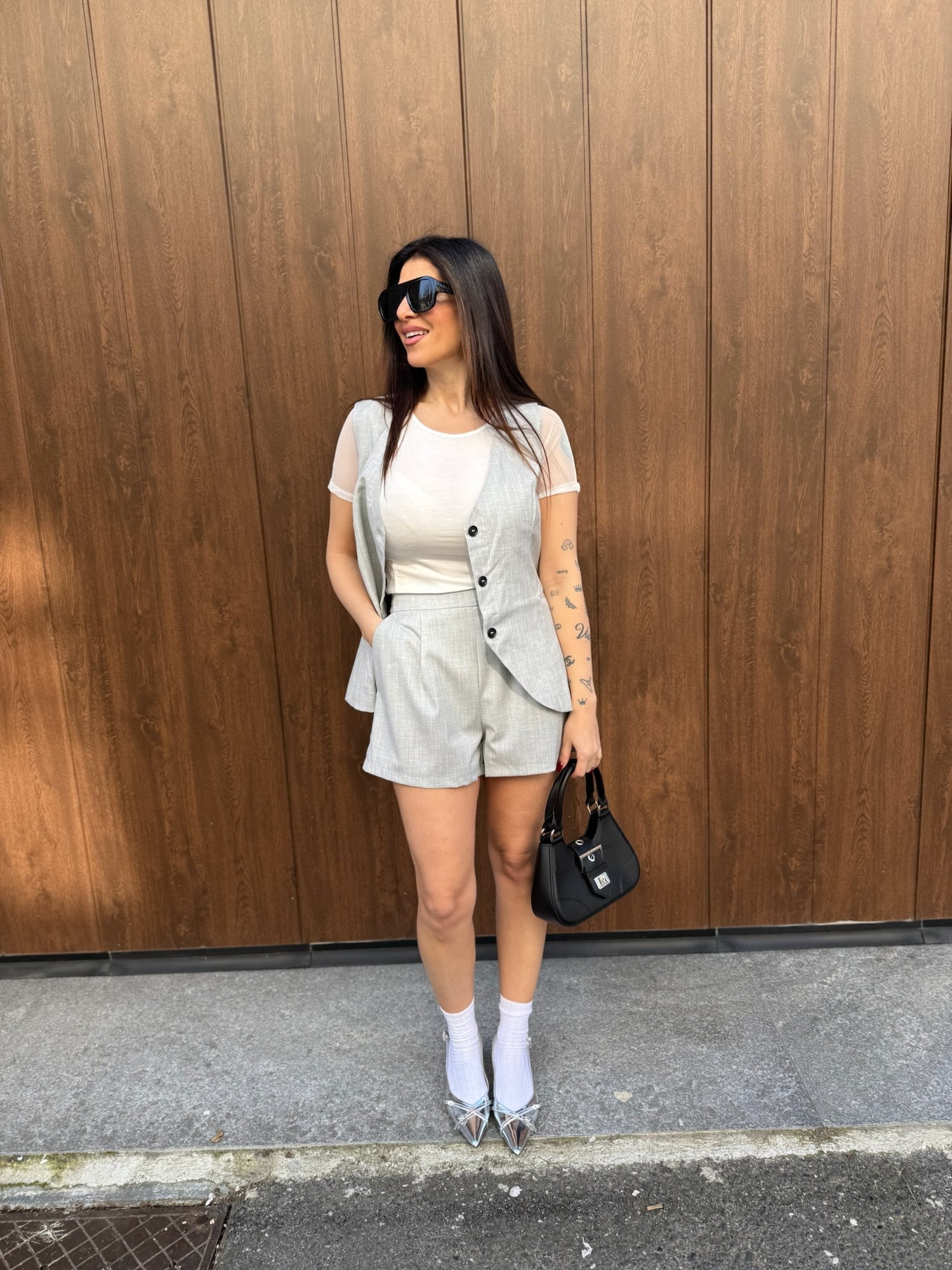 Shorts “Grey Check” GLAMOROUS