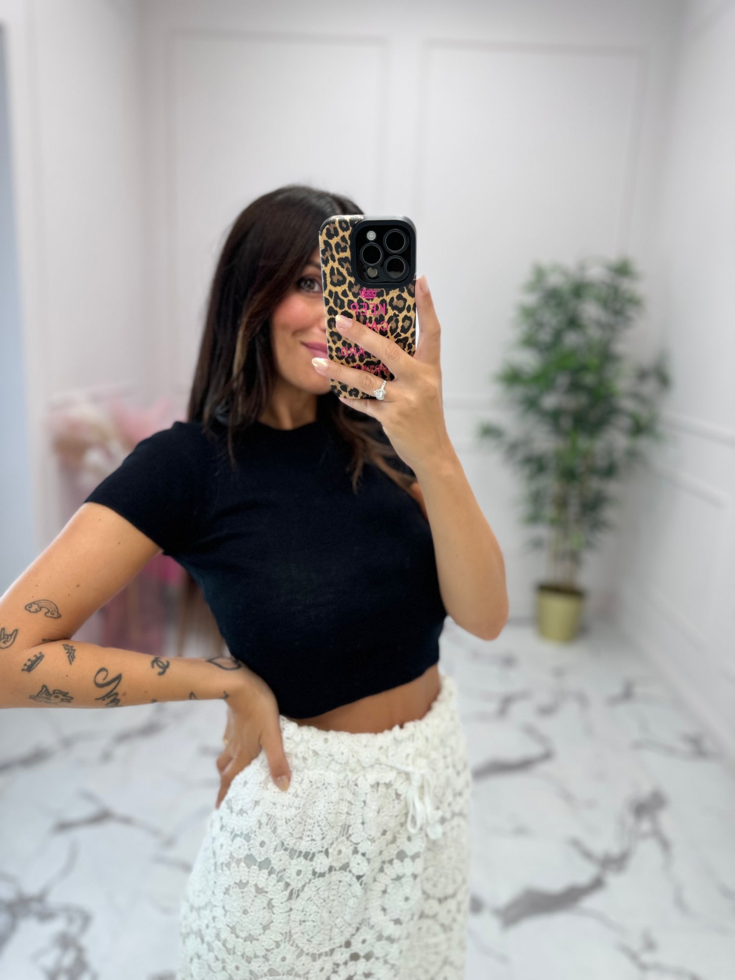 T-shirt crop in maglia LUMINA