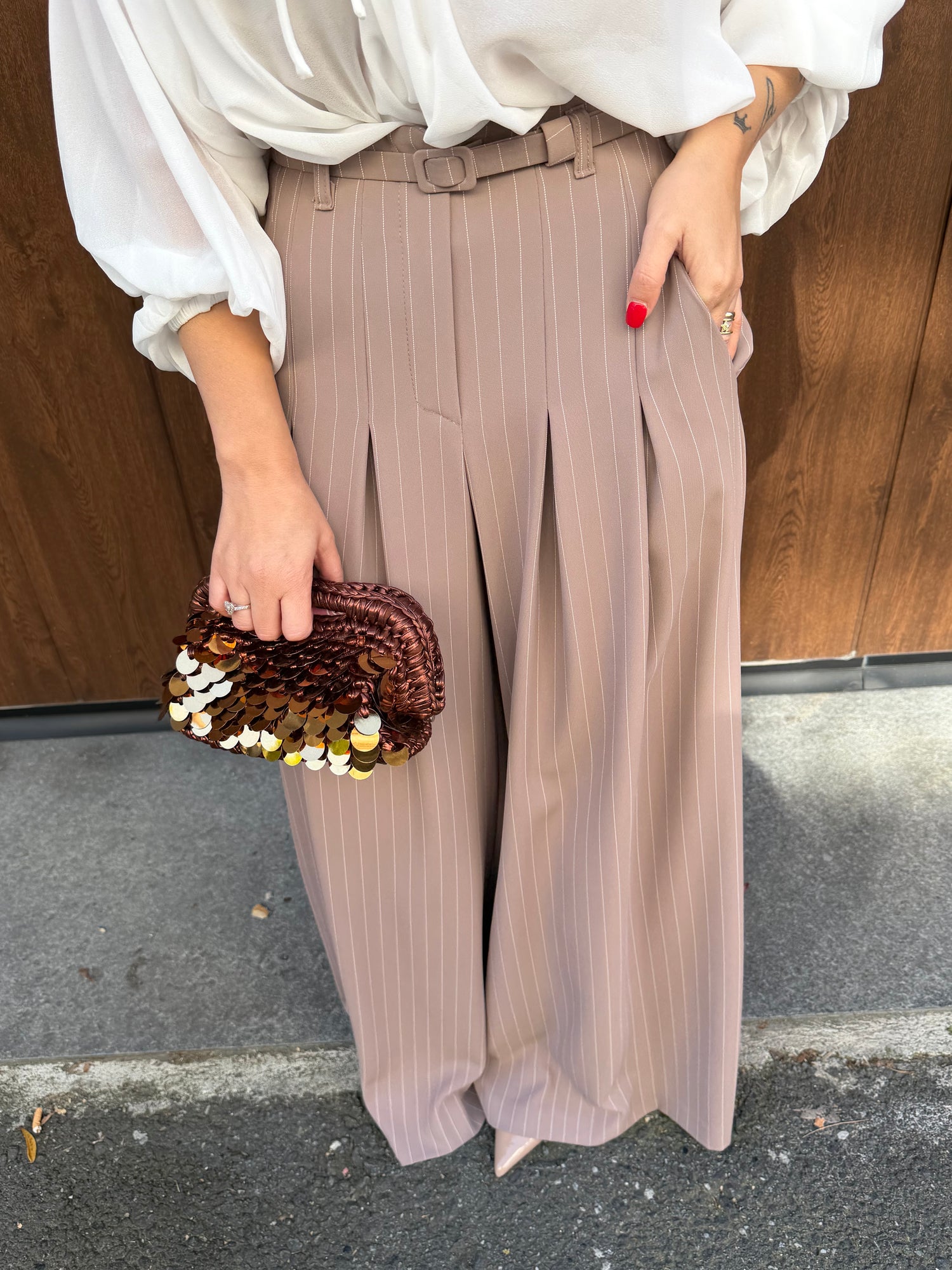 Pantalone palazzo tailleur “Margot” gessato IMPERIAL