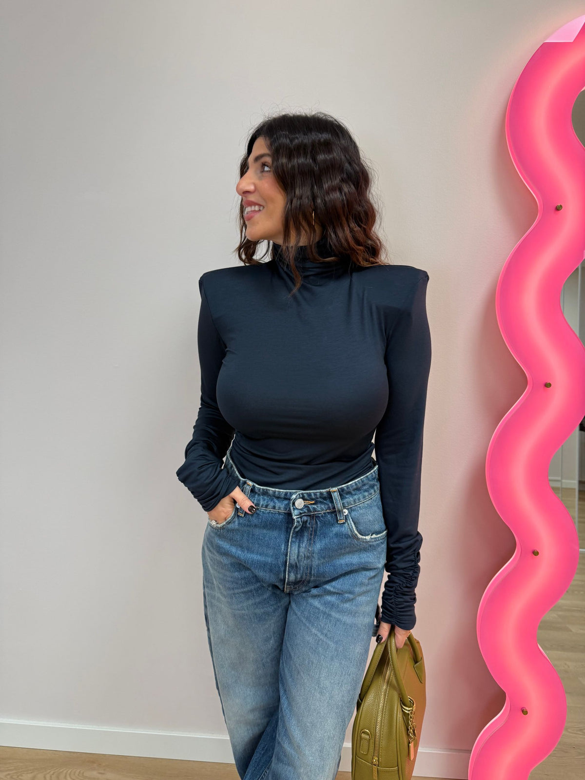 Dolcevita jersey con spalline VICOLO