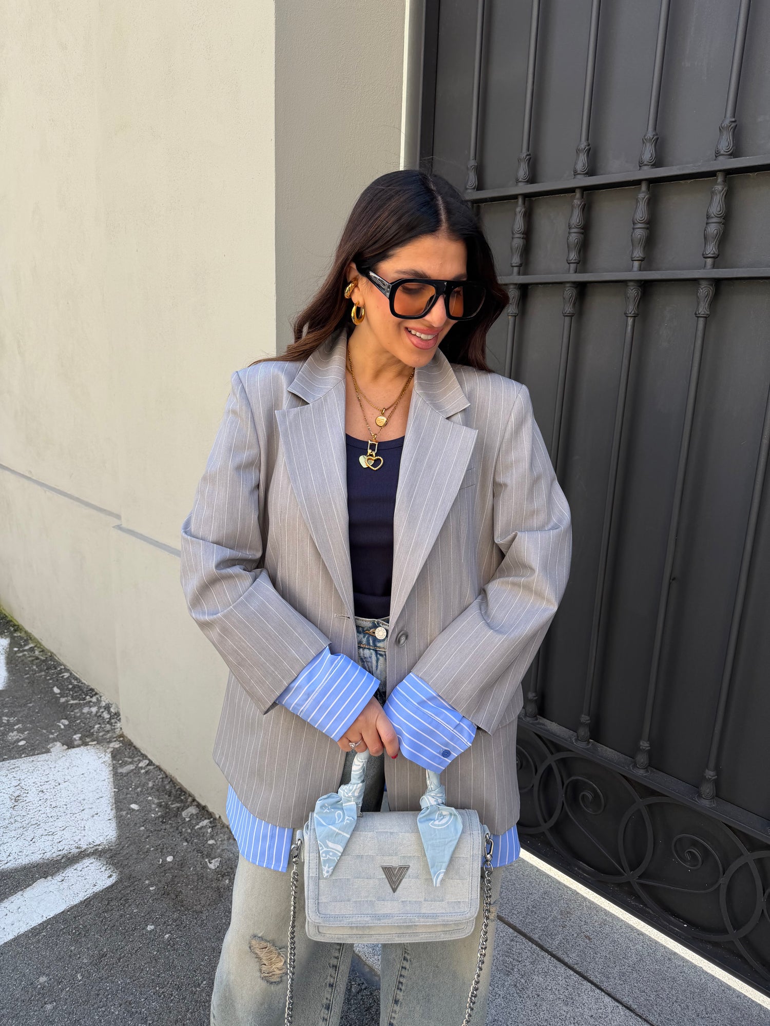 Blazer gessato combinato IMPERIAL