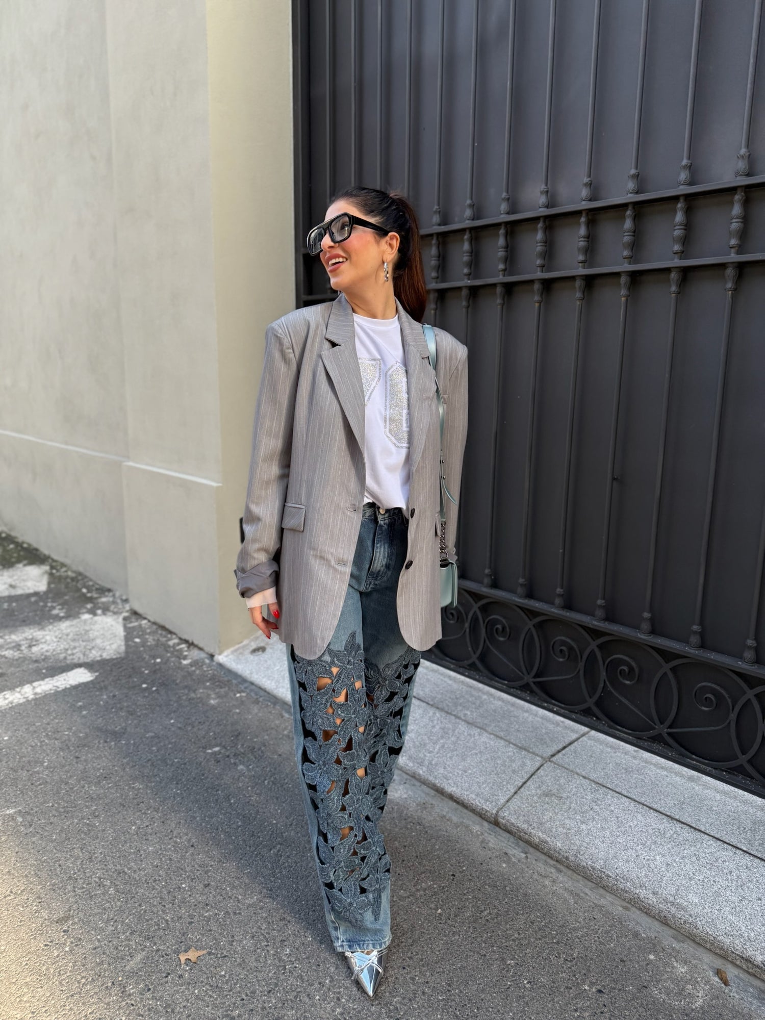 Blazer over gessato GLAMOROUS