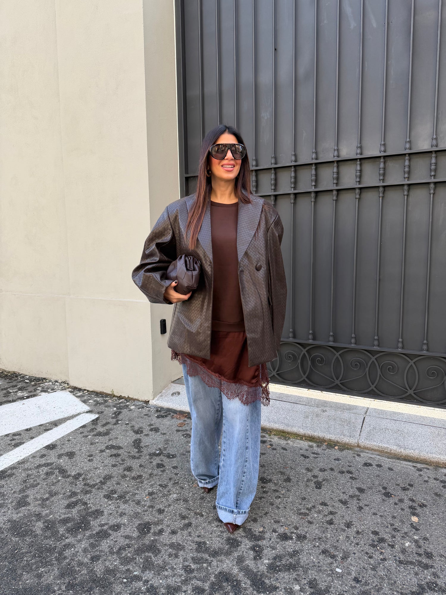 Felpa combinata pizzo LUMINA