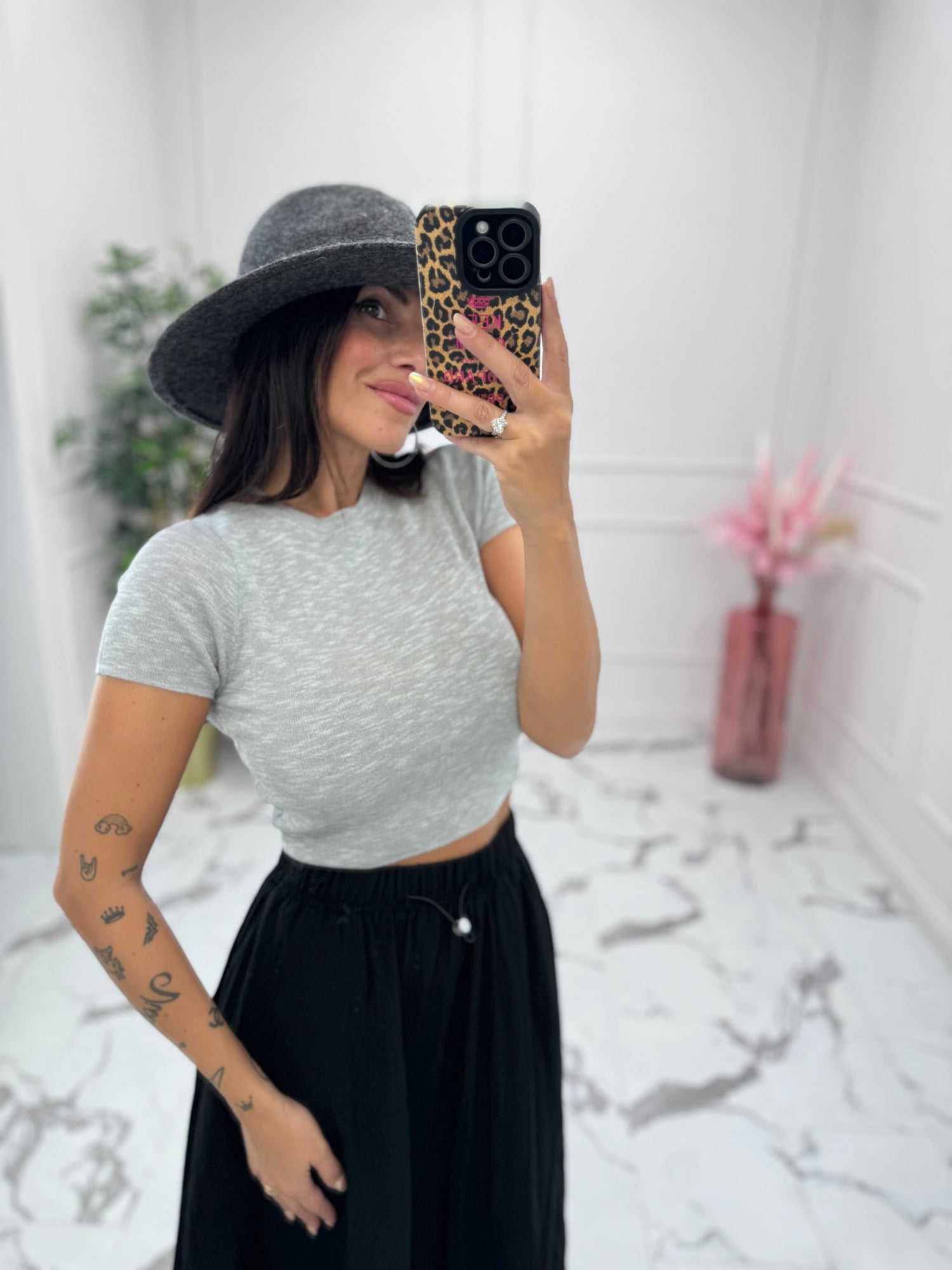 T-shirt crop in maglia LUMINA