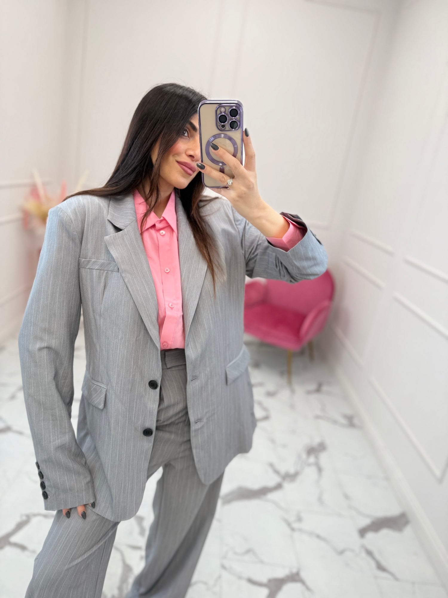 Blazer over gessato GLAMOROUS