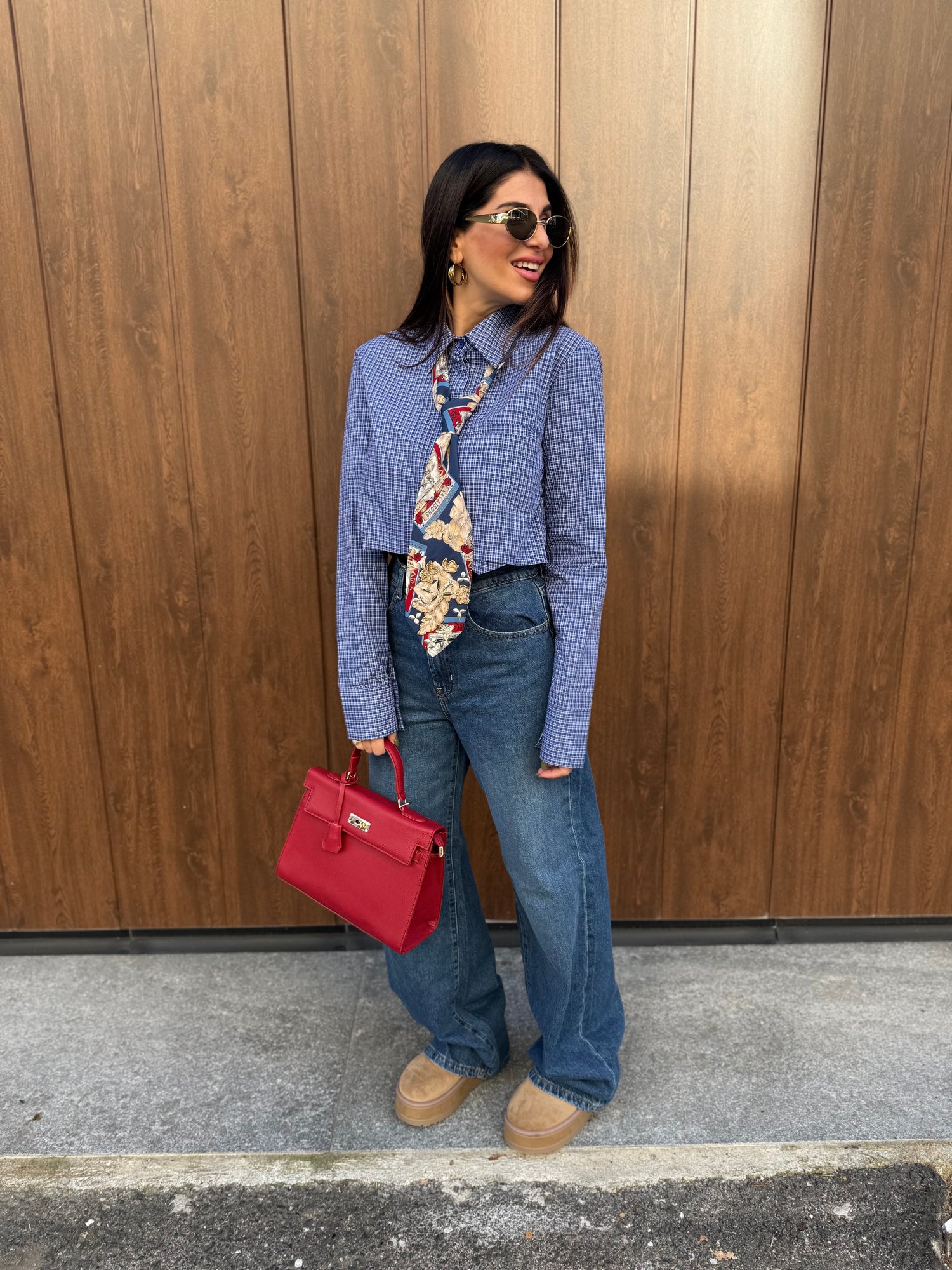 Camicia crop quadri LUMINA