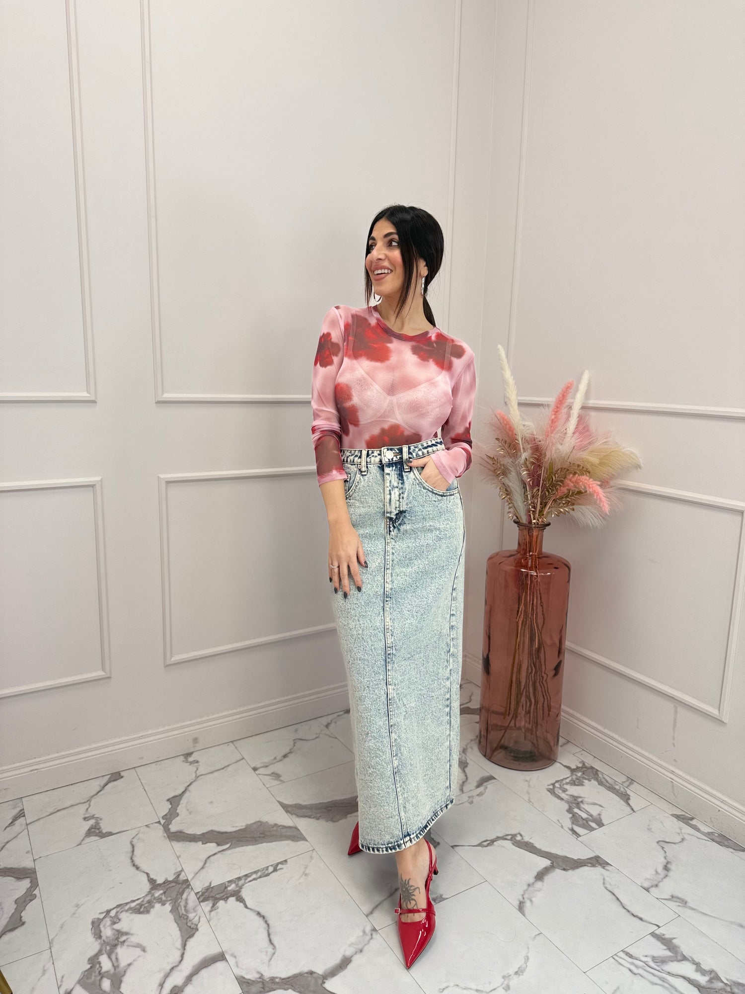 Gonna lunga denim “Ilary” GLAMOROUS