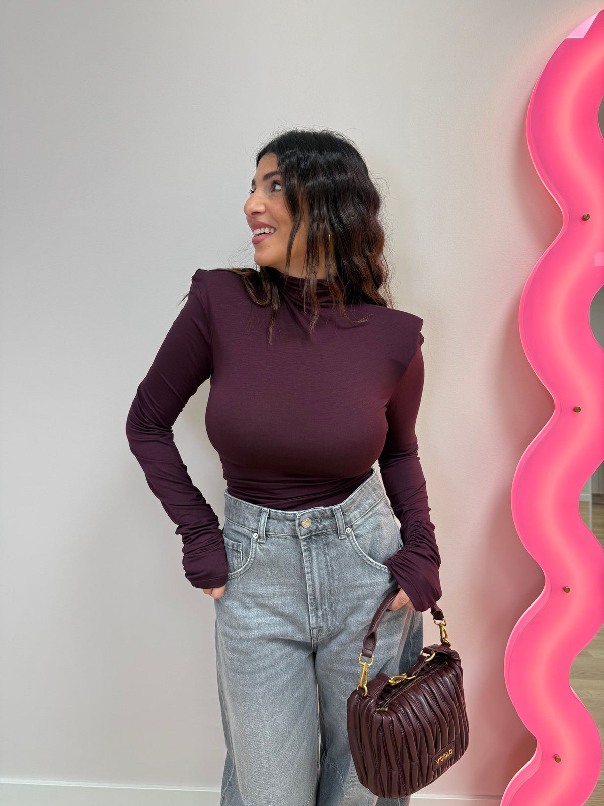 Dolcevita jersey con spalline VICOLO