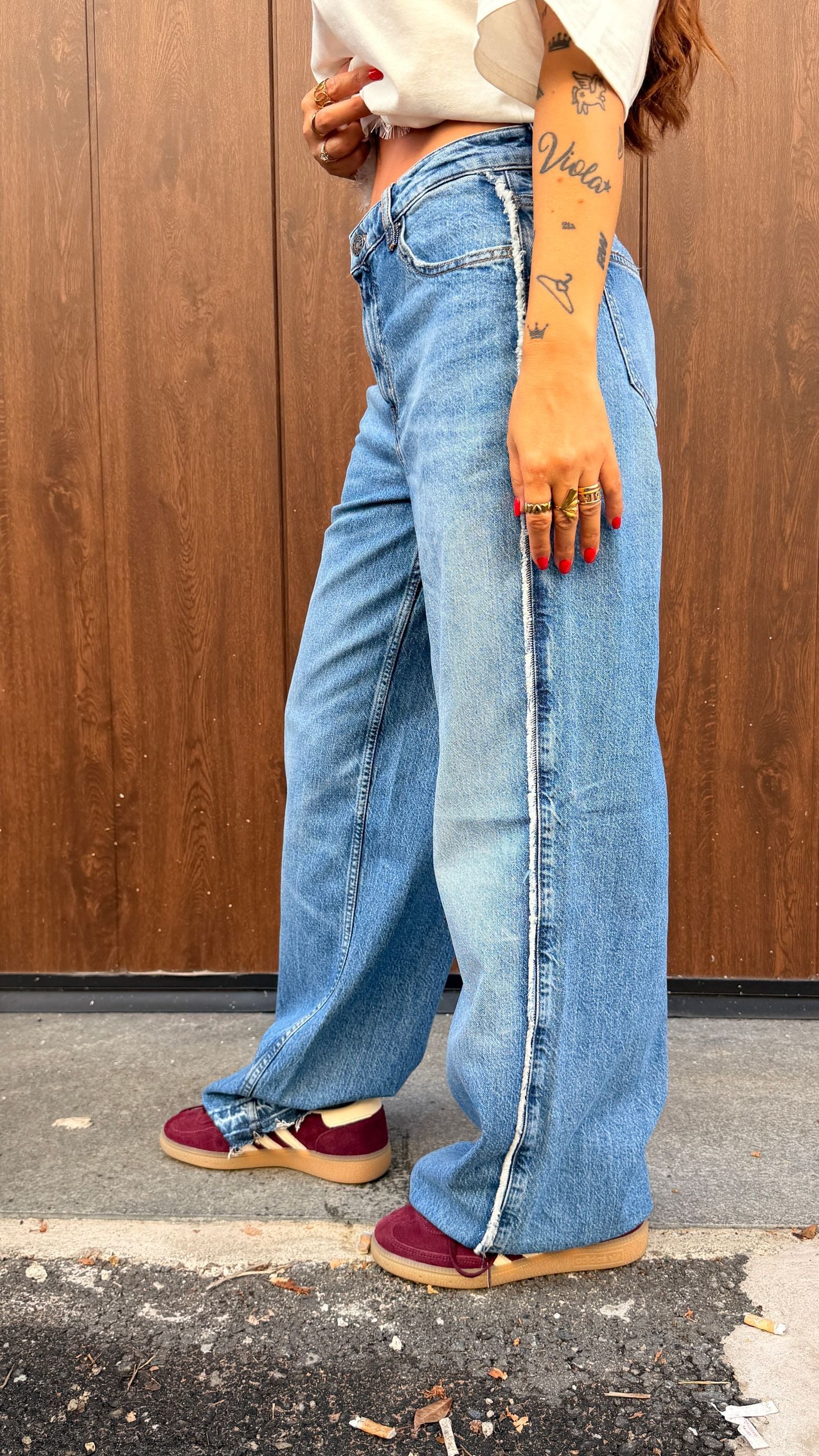 Jeans wide leg sfrangiato GUESS JEANS