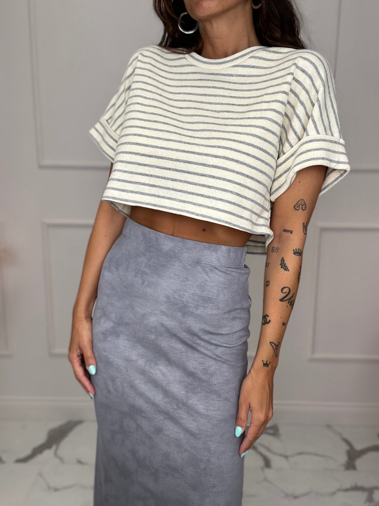 T-shirt crop righe LUMINA