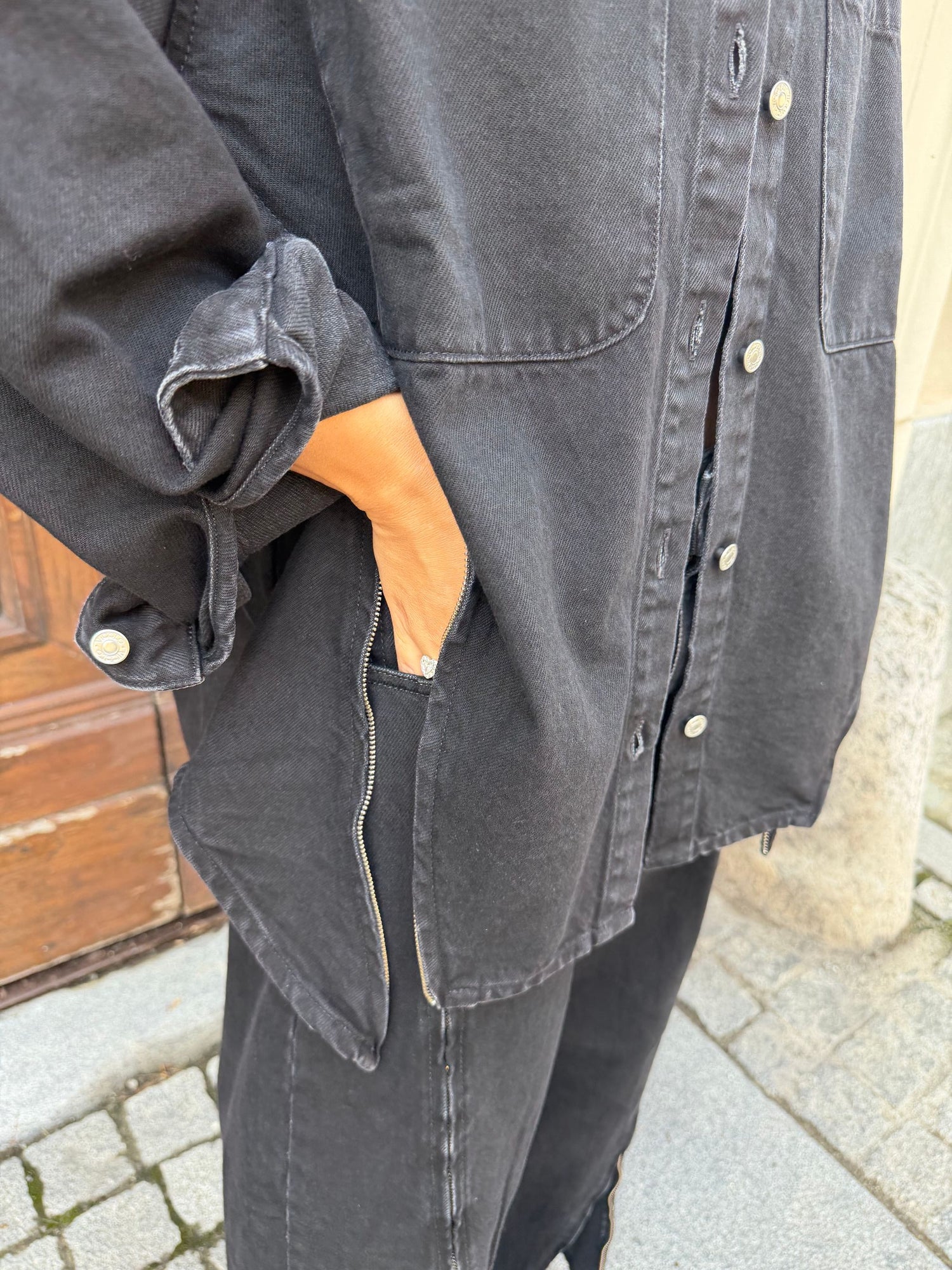 Giacca denim zip VICOLO
